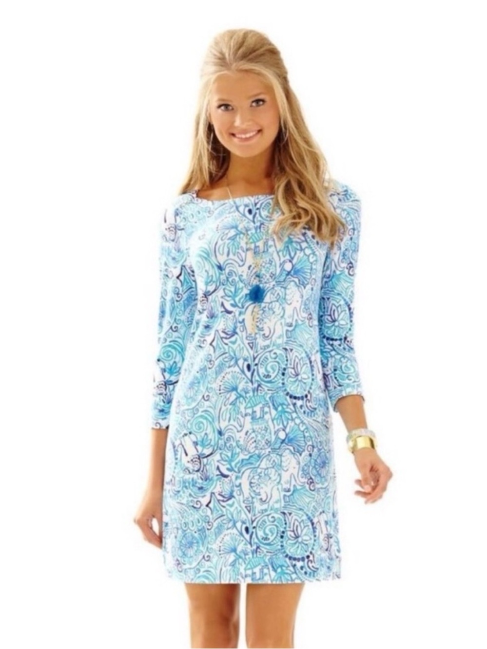 Lilly Pulitzer Sophie Dress Lucky Trunks Elephant Print EUC Sz S Resortwear